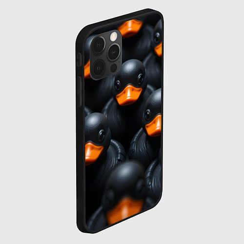 Чехол iPhone 12 Pro Max Черные уточки / 3D-Черный – фото 2