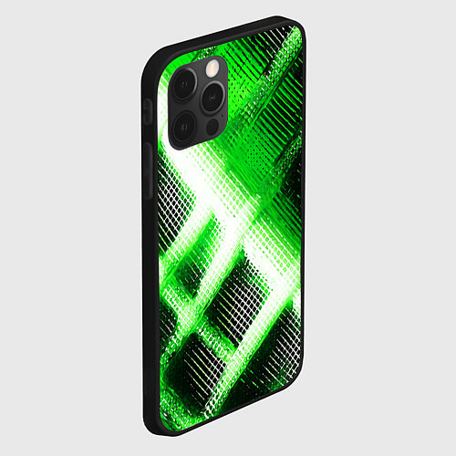 Чехол iPhone 12 Pro Max Зелёная сеть на чёрном фоне / 3D-Черный – фото 2