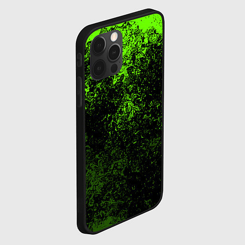 Чехол iPhone 12 Pro Max Зеленые брызги красок / 3D-Черный – фото 2