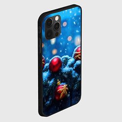 Чехол для iPhone 12 Pro Max Новогодняя ночь и красные шары, цвет: 3D-черный — фото 2