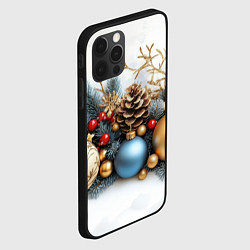 Чехол для iPhone 12 Pro Max Шарики новогодние и шишки, цвет: 3D-черный — фото 2