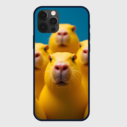 Чехол для iPhone 12 Pro Max Желтые капибары, цвет: 3D-черный