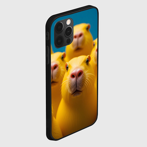 Чехол iPhone 12 Pro Max Желтые капибары / 3D-Черный – фото 2