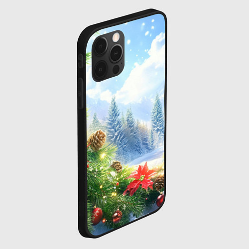 Чехол iPhone 12 Pro Max Новогодний дневной пейзаж / 3D-Черный – фото 2