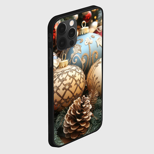 Чехол iPhone 12 Pro Max Большие новогодние шары / 3D-Черный – фото 2