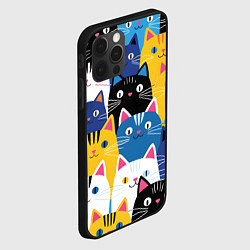 Чехол для iPhone 12 Pro Max Много цветных котиков, цвет: 3D-черный — фото 2