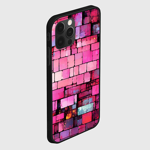 Чехол iPhone 12 Pro Max Pink bricks / 3D-Черный – фото 2