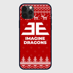 Чехол для iPhone 12 Pro Max Новогодний Imagine Dragons с оленями, цвет: 3D-черный