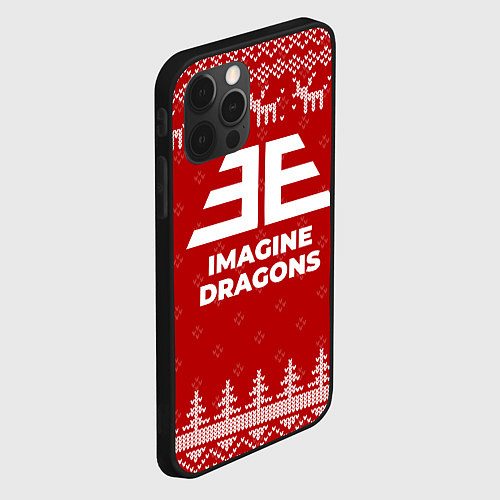 Чехол iPhone 12 Pro Max Новогодний Imagine Dragons с оленями / 3D-Черный – фото 2