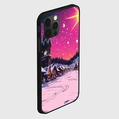 Чехол iPhone 12 Pro Max Закат рождества / 3D-Черный – фото 2