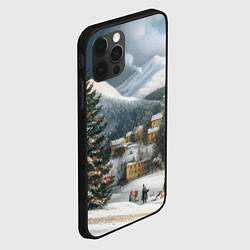 Чехол для iPhone 12 Pro Max Новогодняя огромная елка и маленькие домики, цвет: 3D-черный — фото 2