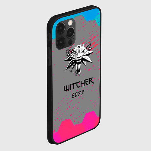 Чехол iPhone 12 Pro Max Cyberpunk 2077 x ведьмак соты / 3D-Черный – фото 2