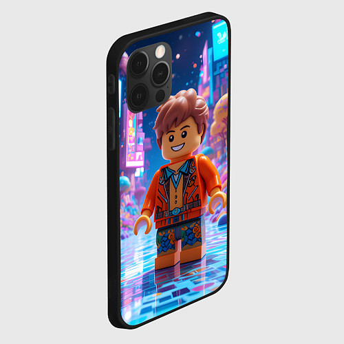 Чехол iPhone 12 Pro Max Roblox в неоновом городе / 3D-Черный – фото 2