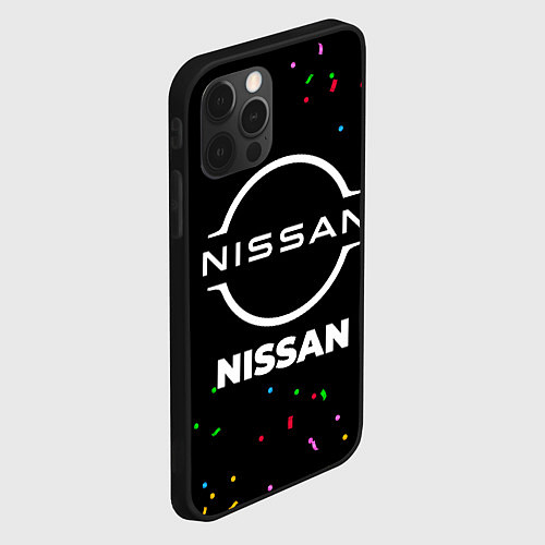 Чехол iPhone 12 Pro Max Nissan конфети / 3D-Черный – фото 2
