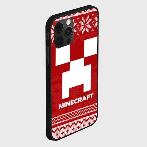 Чехол iPhone 12 Pro Max Новогодний Minecraft / 3D-Черный – фото 2