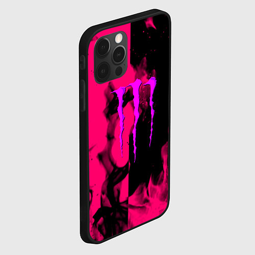 Чехол iPhone 12 Pro Max Monster energy fire pink / 3D-Черный – фото 2