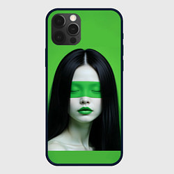 Чехол для iPhone 12 Pro Max Pop art девушка на зеленом фоне, цвет: 3D-черный