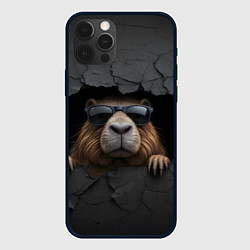 Чехол для iPhone 12 Pro Max Капибара в стене, цвет: 3D-черный