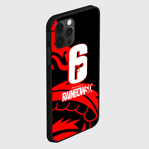 Чехол iPhone 12 Pro Max Rainbow six dragon fire logo / 3D-Черный – фото 2