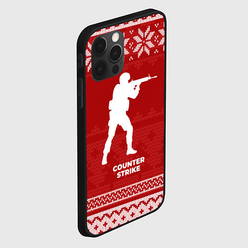 Чехол iPhone 12 Pro Max Новогодний Counter Strike / 3D-Черный – фото 2