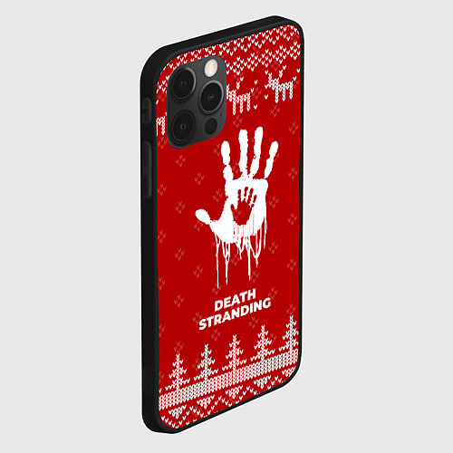 Чехол iPhone 12 Pro Max Новогодний Death Stranding с оленями / 3D-Черный – фото 2