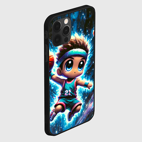 Чехол iPhone 12 Pro Max Бейсболист с мячом / 3D-Черный – фото 2