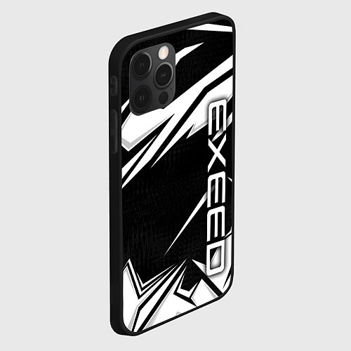 Чехол iPhone 12 Pro Max Exeed - белые линии / 3D-Черный – фото 2