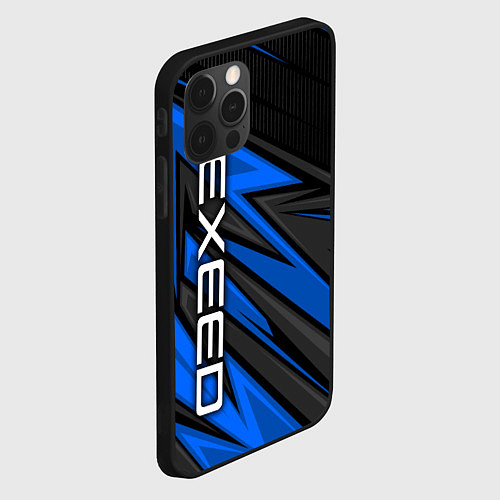 Чехол iPhone 12 Pro Max Exeed - синяя абстракция / 3D-Черный – фото 2
