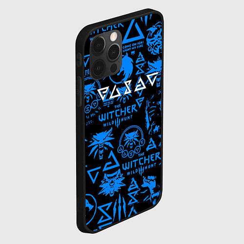 Чехол iPhone 12 Pro Max The Witcher logo pattern / 3D-Черный – фото 2