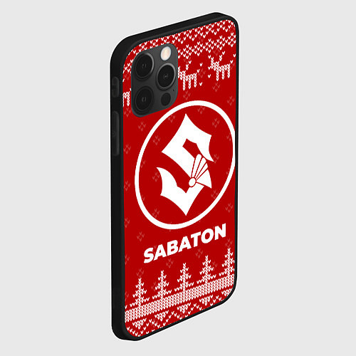 Чехол iPhone 12 Pro Max Новогодний Sabaton с оленями / 3D-Черный – фото 2