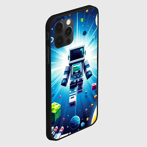 Чехол iPhone 12 Pro Max Minecraft - an astronaut in outer space / 3D-Черный – фото 2