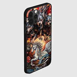 Чехол для iPhone 12 Pro Max Мифические существа в стиле татуировки Ирезуми, цвет: 3D-черный — фото 2