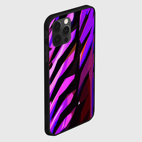 Чехол iPhone 12 Pro Max Фиолетово -чёрная абстракция / 3D-Черный – фото 2