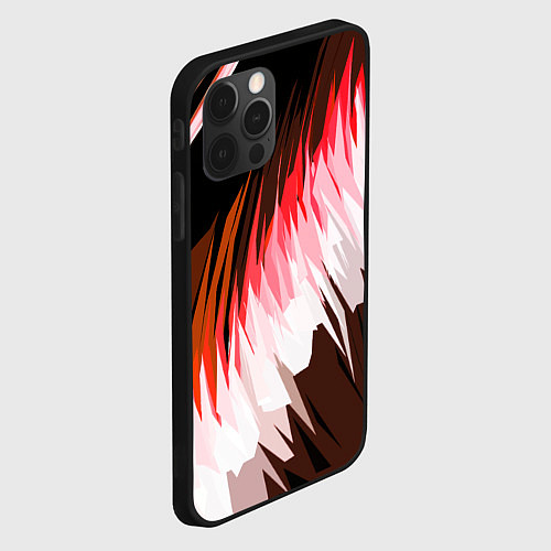 Чехол iPhone 12 Pro Max Красно-белая абстракция на чёрном фоне / 3D-Черный – фото 2