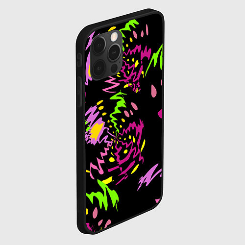 Чехол iPhone 12 Pro Max Яркие абстрактные круги-зигзаги / 3D-Черный – фото 2