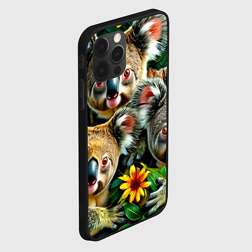 Чехол iPhone 12 Pro Max Три коалы / 3D-Черный – фото 2