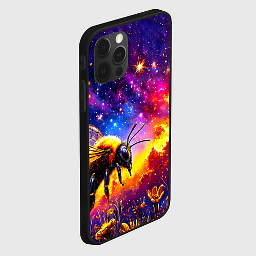 Чехол iPhone 12 Pro Max Пчелка в космосе / 3D-Черный – фото 2