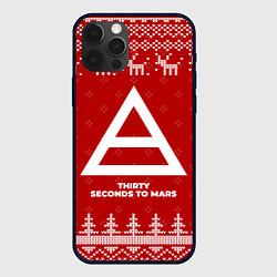 Чехол для iPhone 12 Pro Max Новогодний Thirty Seconds to Mars с оленями, цвет: 3D-черный