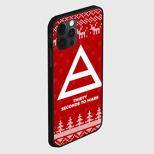 Чехол iPhone 12 Pro Max Новогодний Thirty Seconds to Mars с оленями / 3D-Черный – фото 2