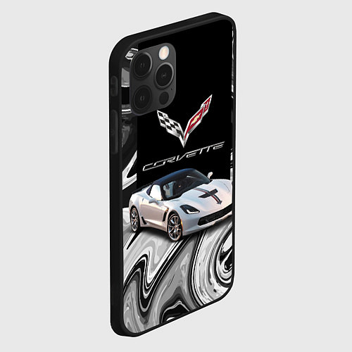 Чехол iPhone 12 Pro Max Chevrolet Corvette - motorsport racing team / 3D-Черный – фото 2