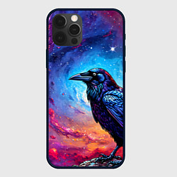 Чехол для iPhone 12 Pro Max Черный ворон на фоне космоса, цвет: 3D-черный