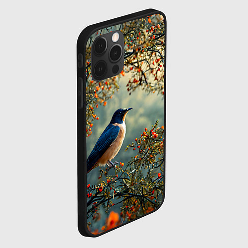 Чехол iPhone 12 Pro Max Ласточка пейзаж / 3D-Черный – фото 2