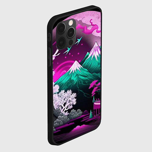 Чехол iPhone 12 Pro Max Горы японии природа / 3D-Черный – фото 2