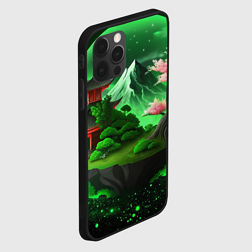 Чехол iPhone 12 Pro Max Green nature Japan / 3D-Черный – фото 2