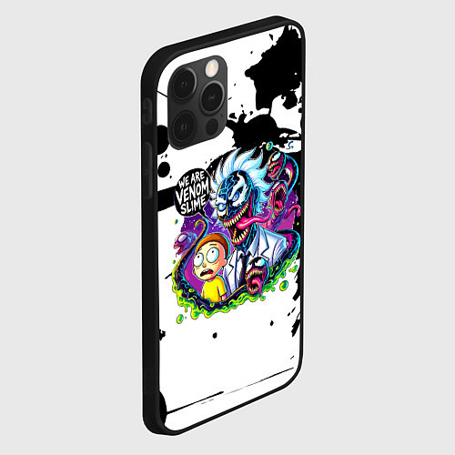 Чехол iPhone 12 Pro Max Venom-Rick and Morty - blots / 3D-Черный – фото 2