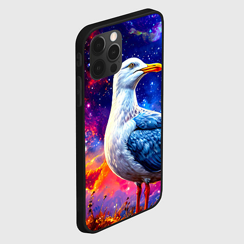 Чехол iPhone 12 Pro Max Чайка и космос / 3D-Черный – фото 2