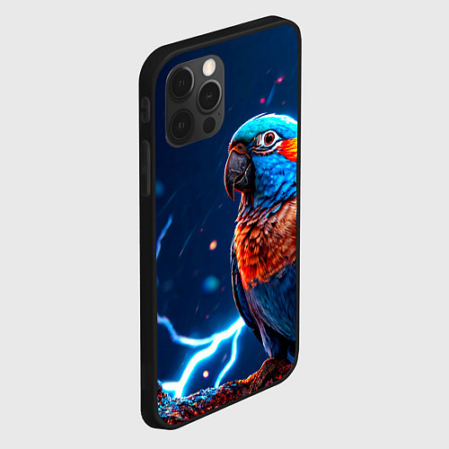 Чехол iPhone 12 Pro Max Попугай и молния / 3D-Черный – фото 2