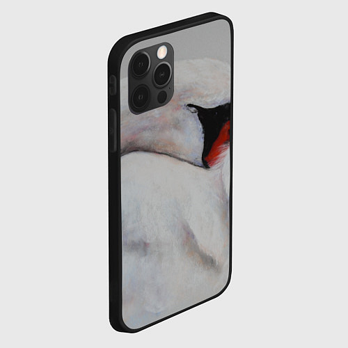 Чехол iPhone 12 Pro Max Белый лебедь спит / 3D-Черный – фото 2