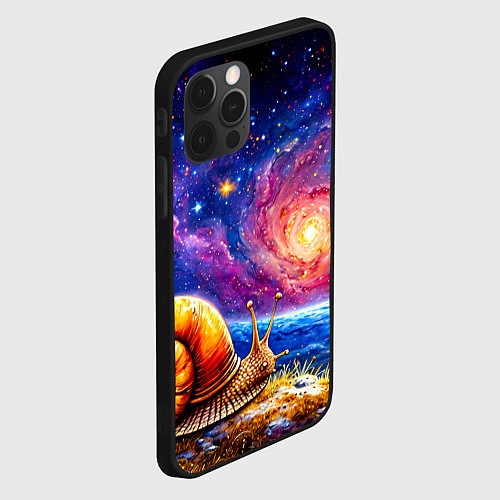 Чехол iPhone 12 Pro Max Улитка и космос / 3D-Черный – фото 2