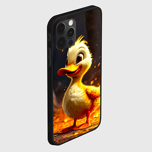 Чехол iPhone 12 Pro Max Утенок в огне / 3D-Черный – фото 2